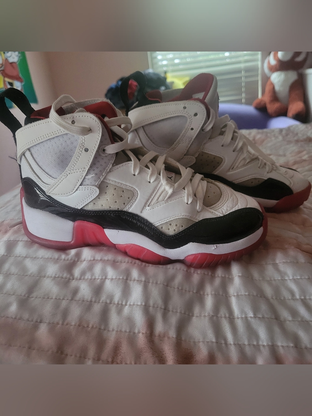 Jordan Two Trey Kids Shoes White Black and Red Size 4.5Y - Picture 4 of 10